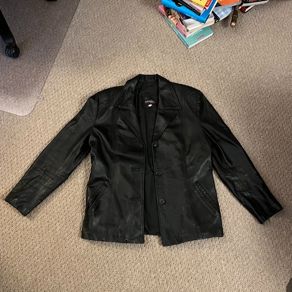 VIntage Black Leather Blazer